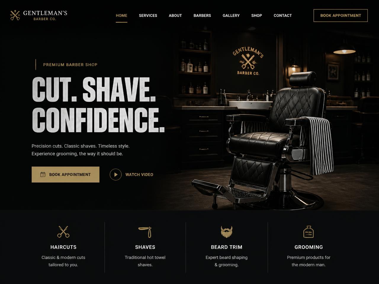 Barber Shop concept website design by Justin's Web Design