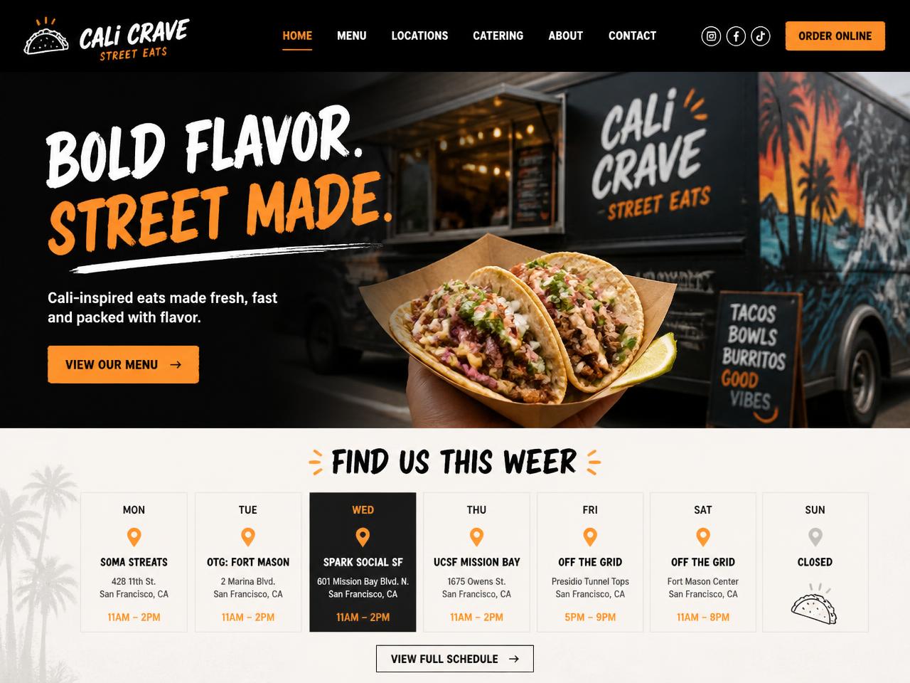 Food Truck concept website design by Justin's Web Design