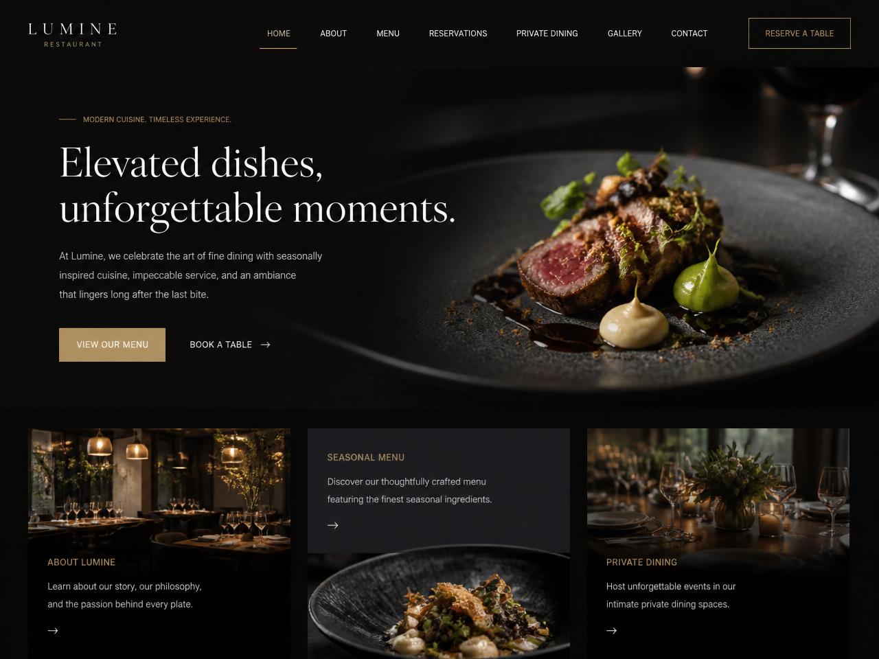 Restaurant concept website design by Justin's Web Design