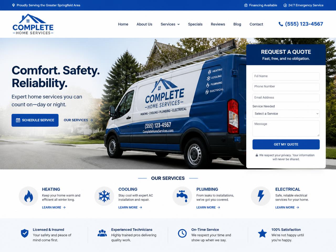 Local Service Business concept website design by Justin's Web Design